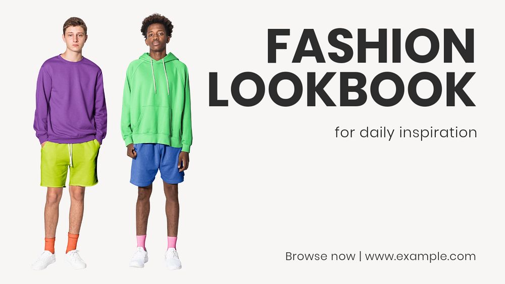 Fashion lookbook  blog banner template, editable text