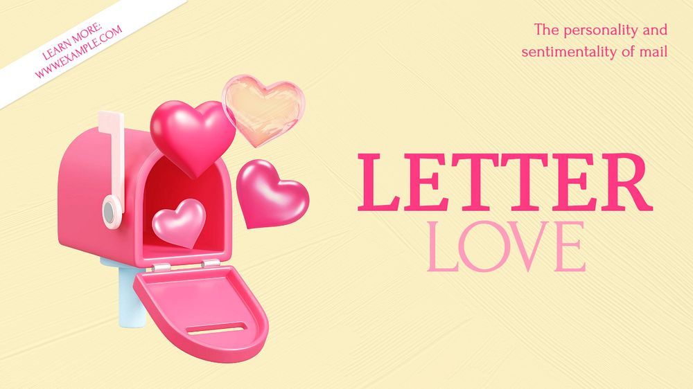 Letter love  blog banner template, editable text