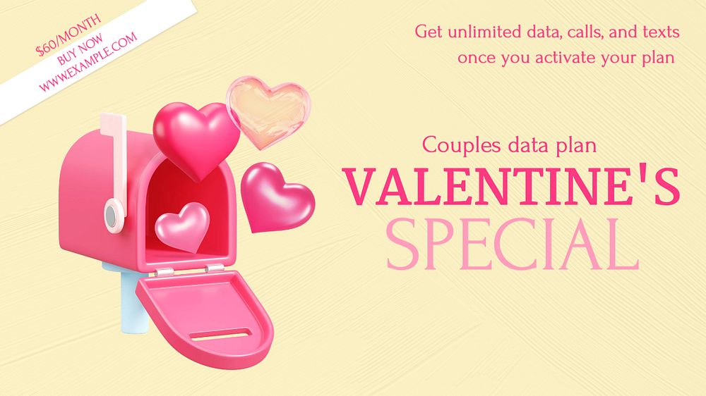 Valentine's special  blog banner template, editable text