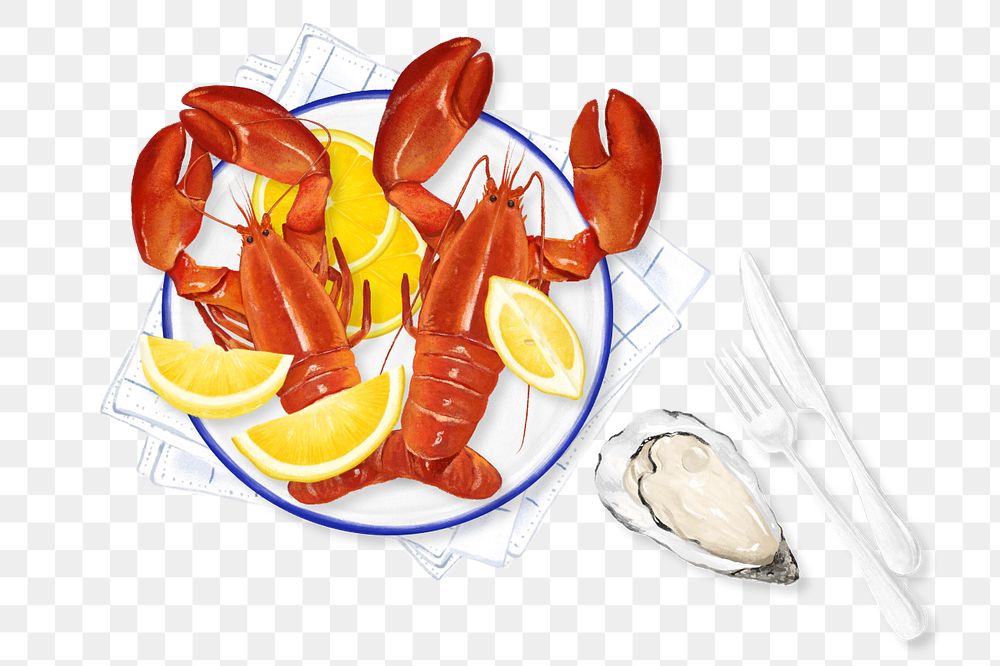 Lobster boil, seafood png digital painting, editable design