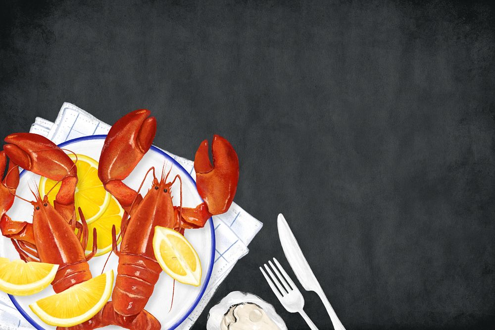 Lobster boil background, seafood digital painting, editable design