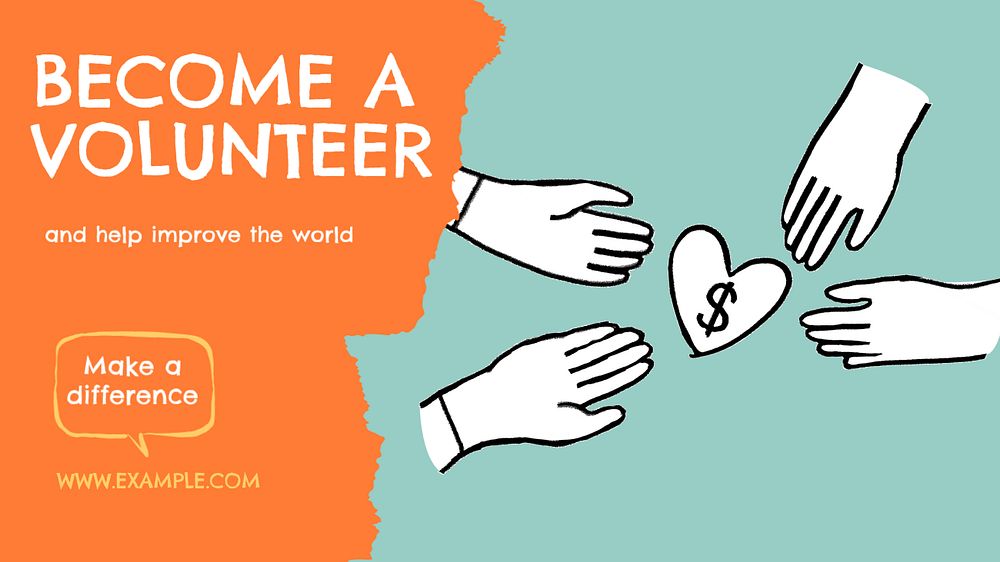 Become a volunteer  blog banner template, editable text