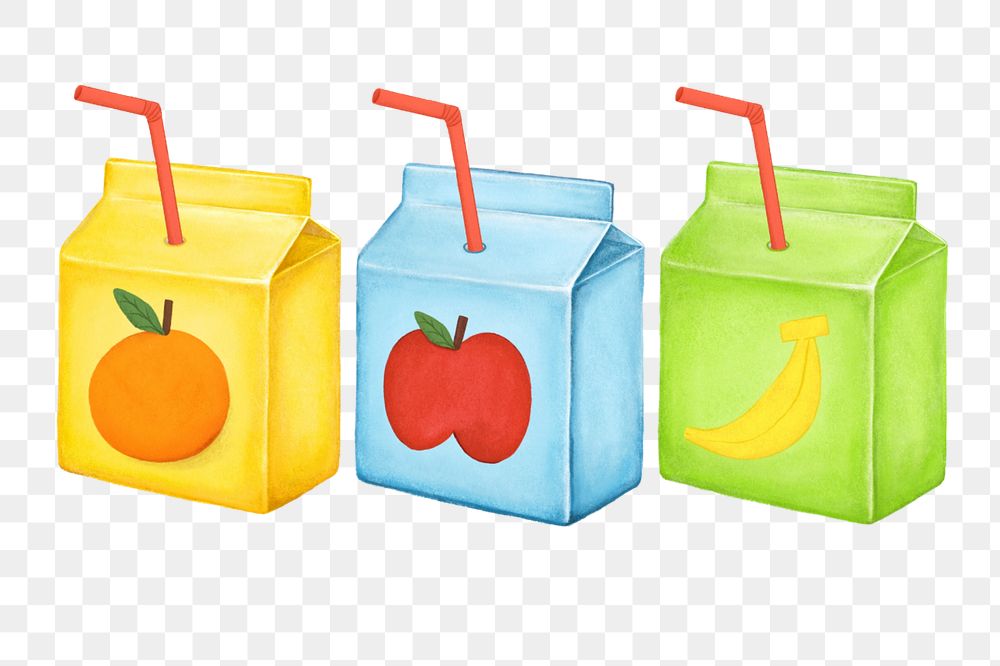 Juice boxes, healthy drinks png digital painting, editable design