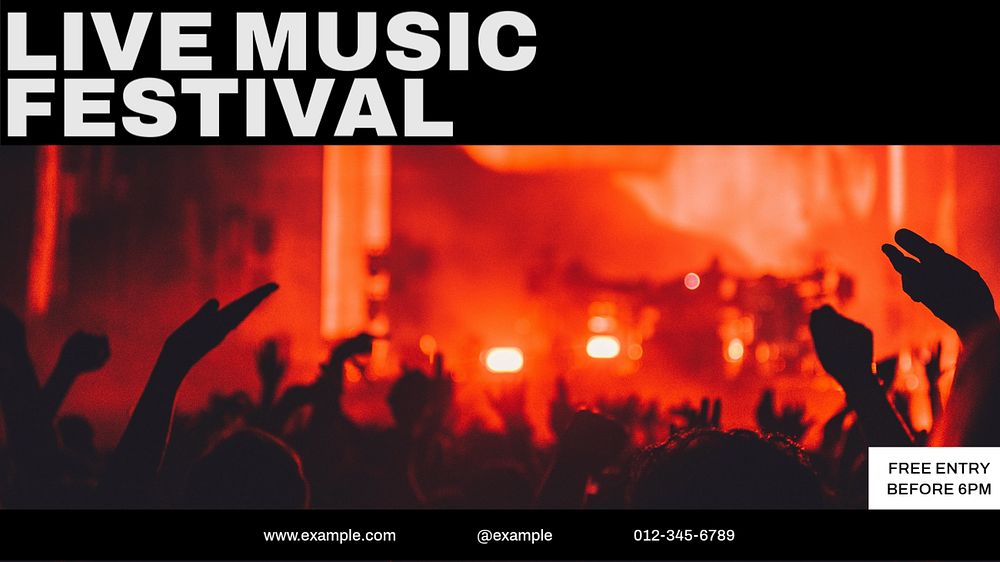 Live music festival  blog banner template, editable text