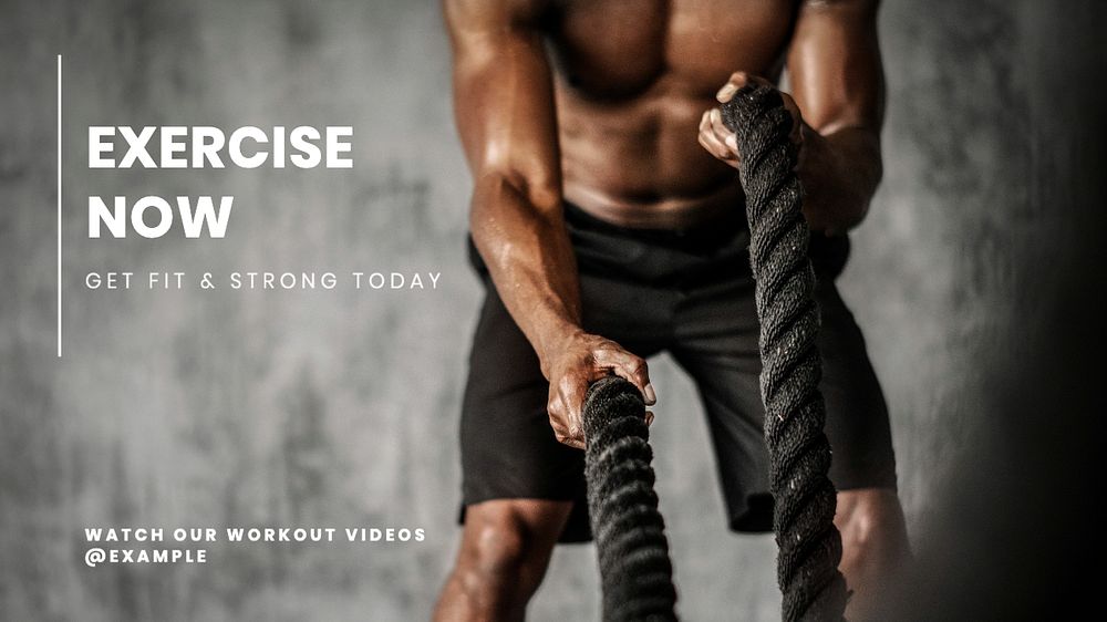 Exercise now blog banner template, editable text