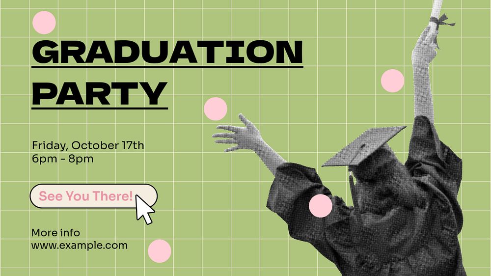 Graduation party invitation  blog banner template, editable text