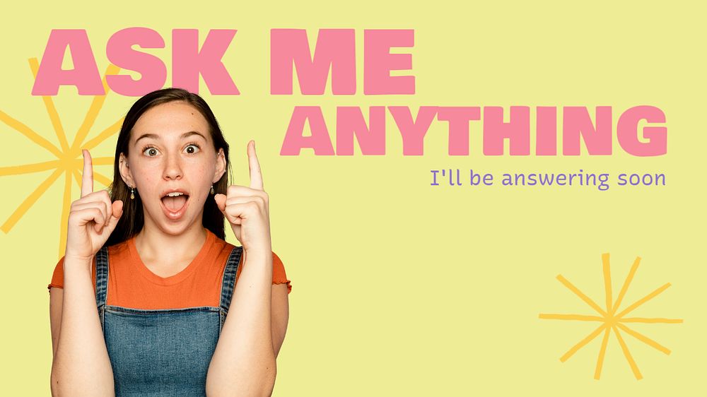 Ask me  blog banner template, editable text