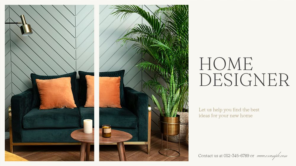 Home designer  blog banner template, editable text