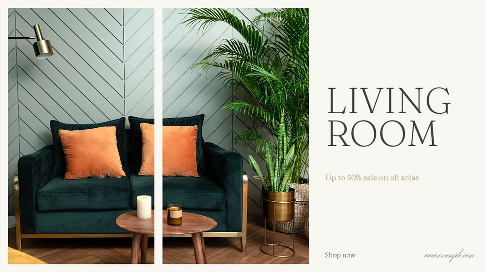 Living room sale  blog banner template, editable text