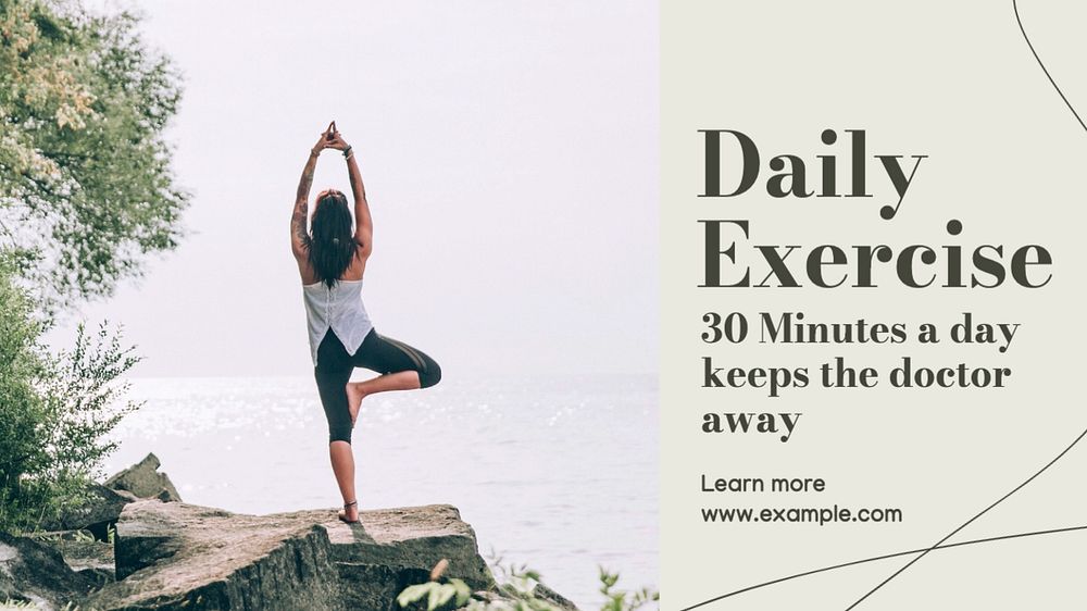 Daily exercise blog banner template, editable text