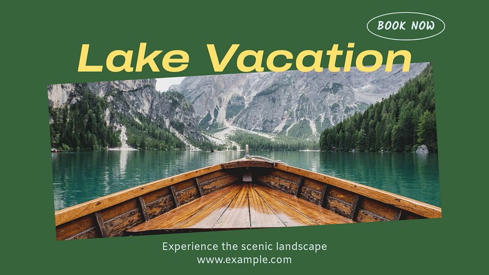 Lake vacation  blog banner template, editable text