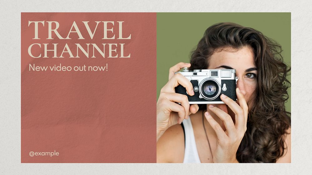 Travel channel  blog banner template, editable text