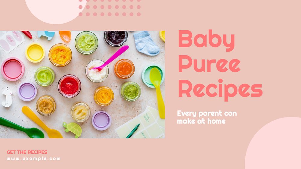 Baby puree recipes blog banner template, editable text