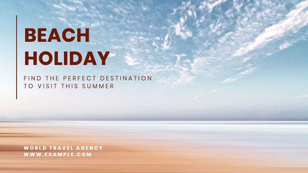 Beach holiday blog banner template, editable text