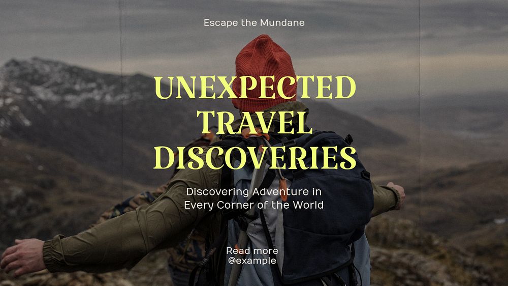 Travel discoveries  blog banner template, editable text