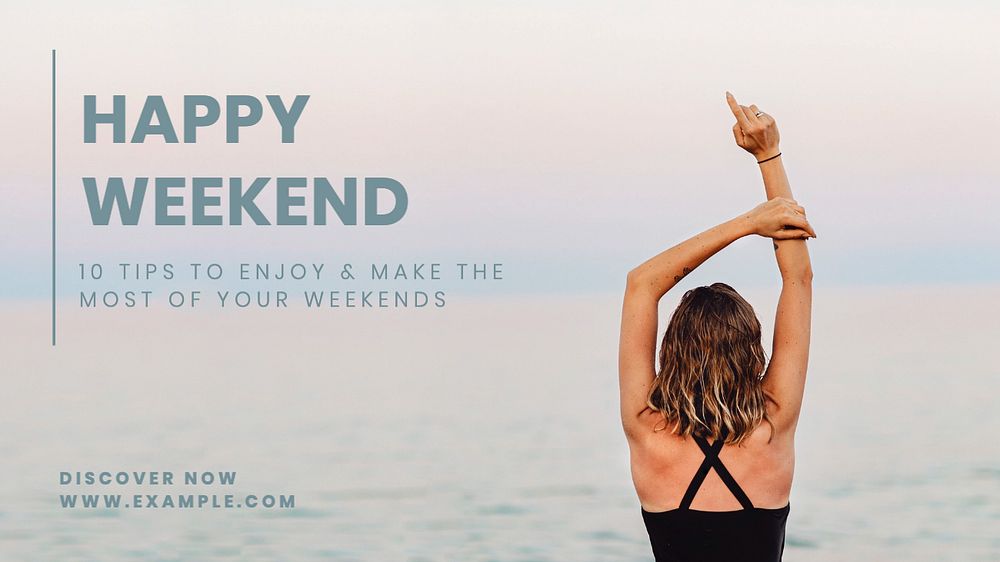 Happy weekend blog banner template, editable text