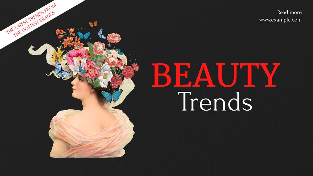 Beauty trends  blog banner template, editable text