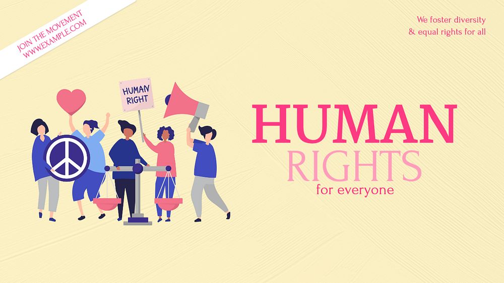 Human rights  blog banner template, editable text