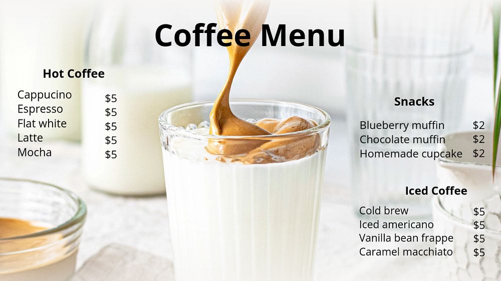 Coffee menu blog banner template, editable text