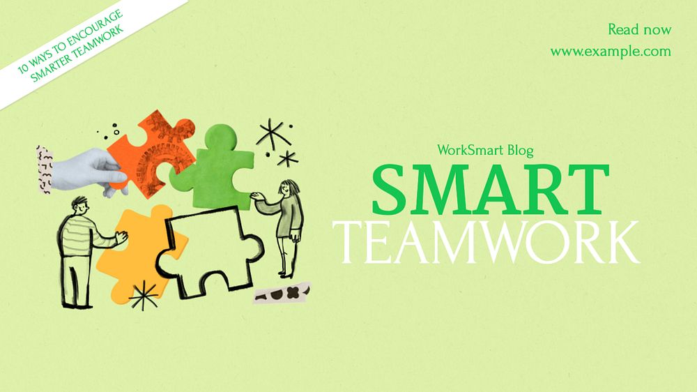 Smart teamwork  blog banner template, editable text