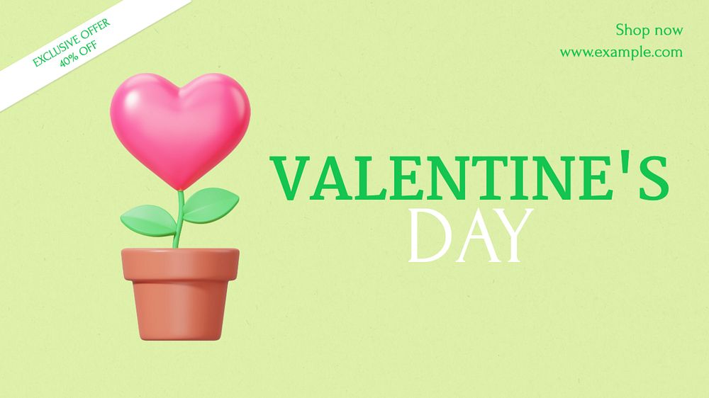 Valentine's day sale  blog banner template, editable text