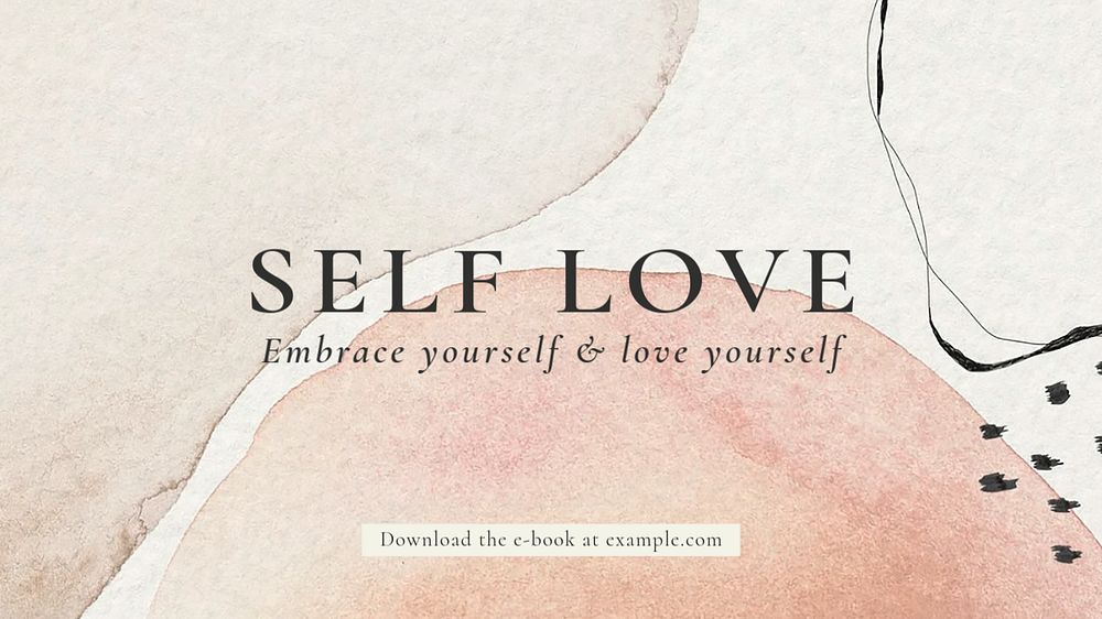 Self love ebook  blog banner template, editable text