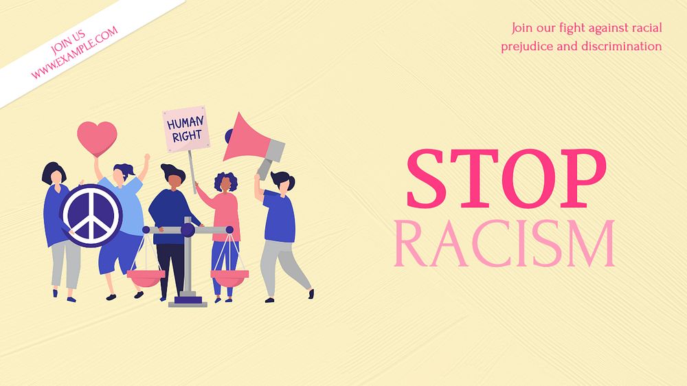 Stop racism  blog banner template, editable text