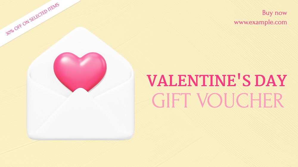 Valentine's Day voucher  blog banner template, editable text