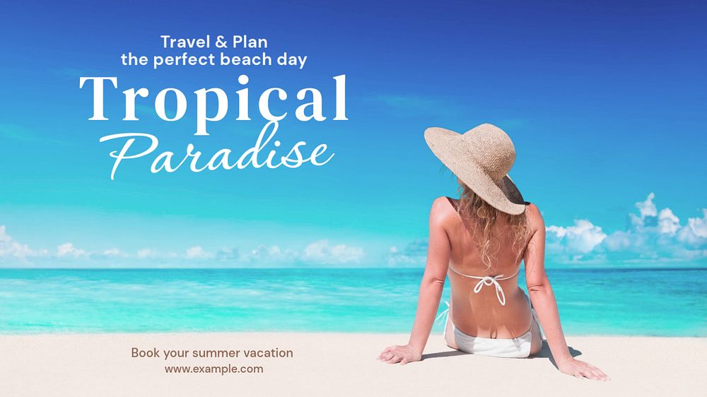 Summer vacation  blog banner template, editable text