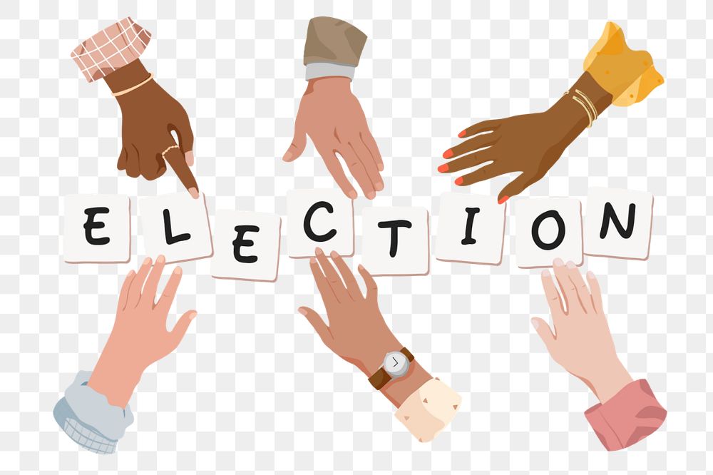 Election png, diverse hands editable remix