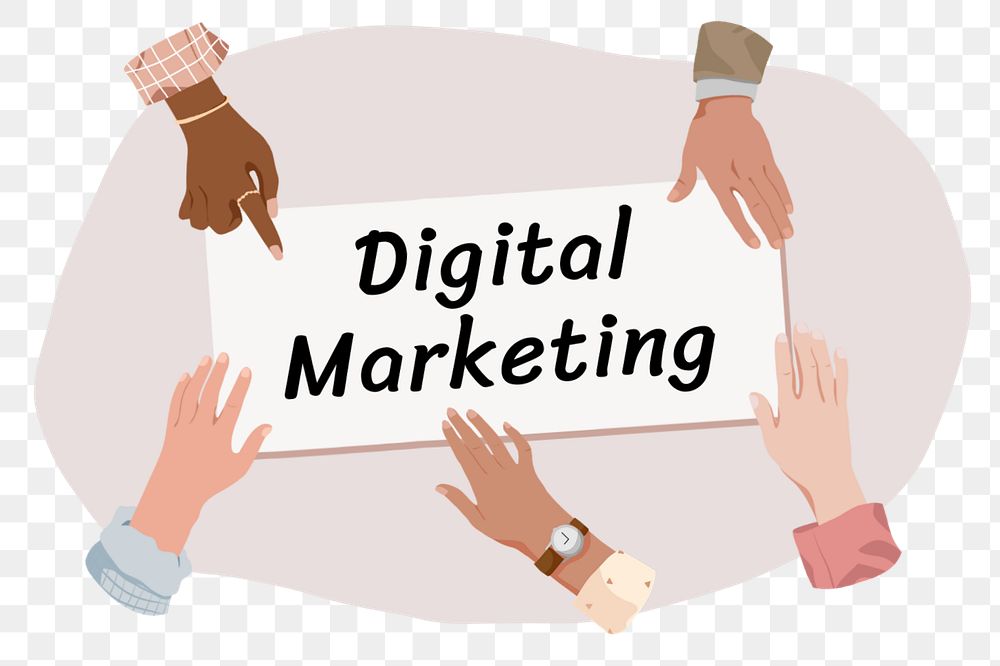 Digital marketing png, diverse hands editable remix