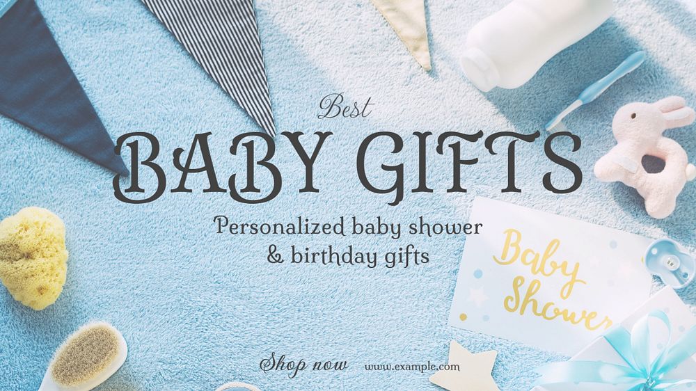 Baby gifts  blog banner template, editable text