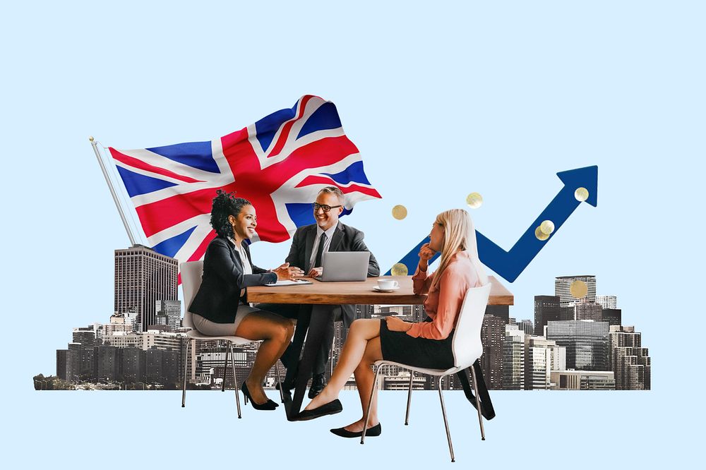 British business agreement, economy money collage, editable design