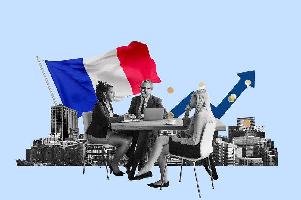 French business agreement, economy money collage, editable design