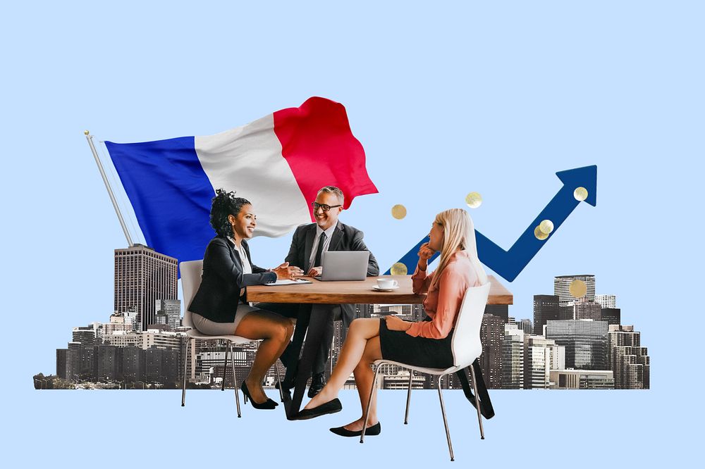 French business agreement, economy money collage, editable design