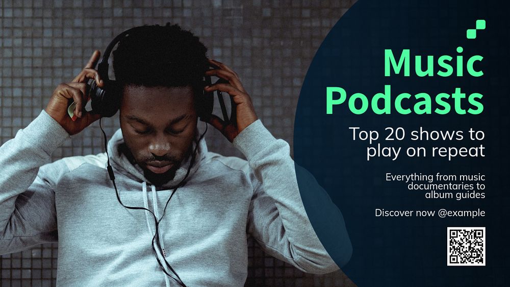 Music podcasts  blog banner template, editable text