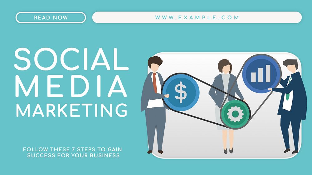 Social media marketing  blog banner template, editable text