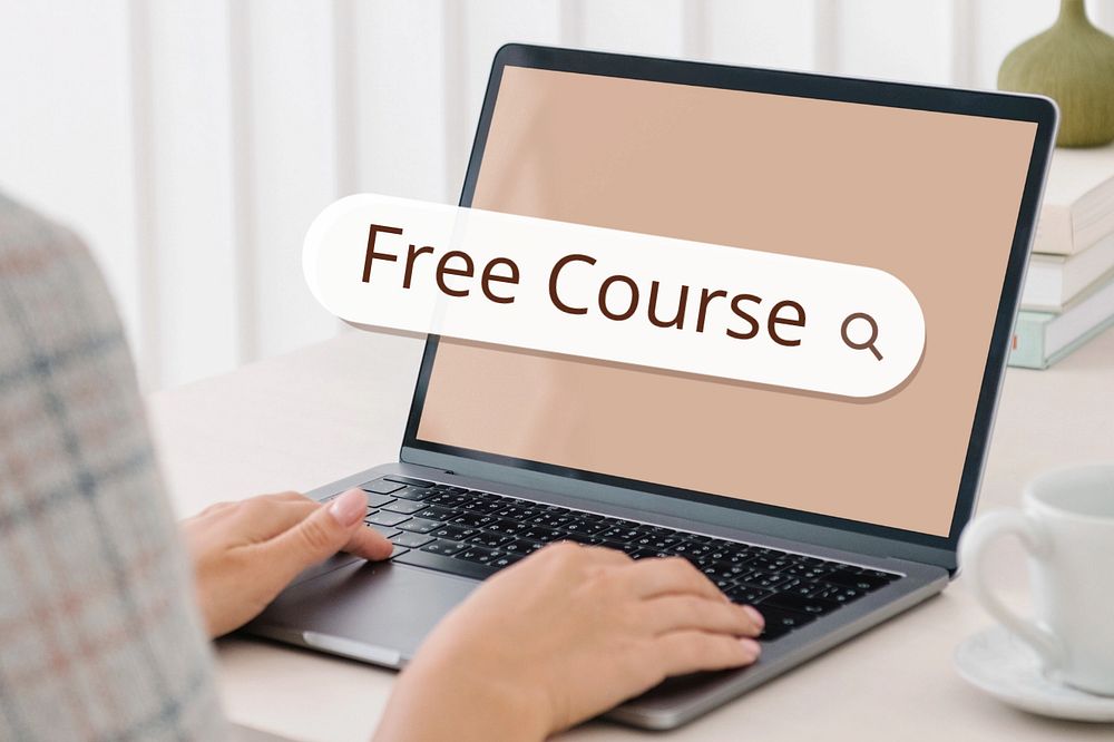 Free course search screen laptop remix, editable design