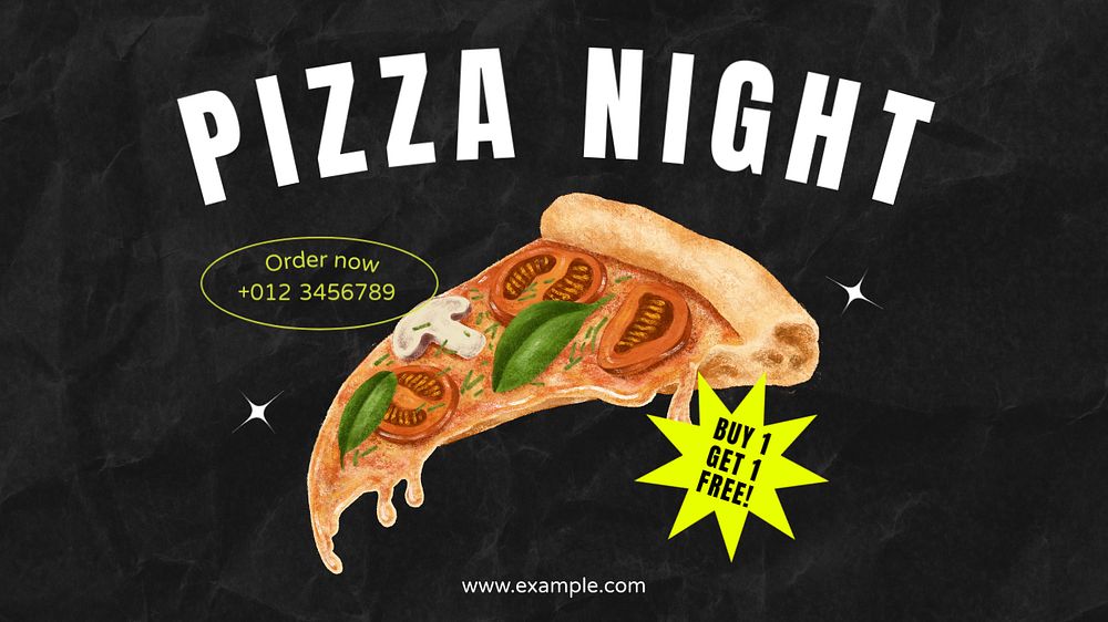 Pizza night  blog banner template, editable text