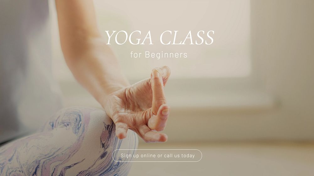 Yoga class blog banner template, editable text