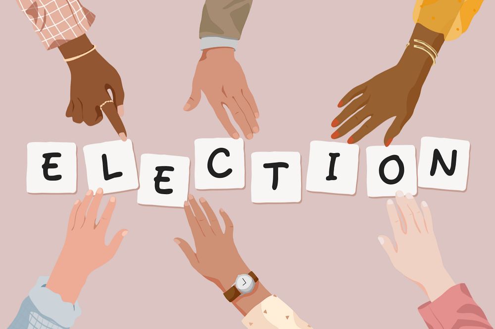 Election, diverse hands editable remix