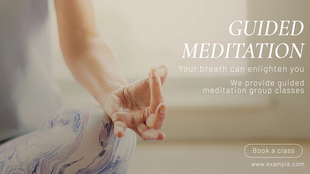 Guided meditation blog banner template, editable text