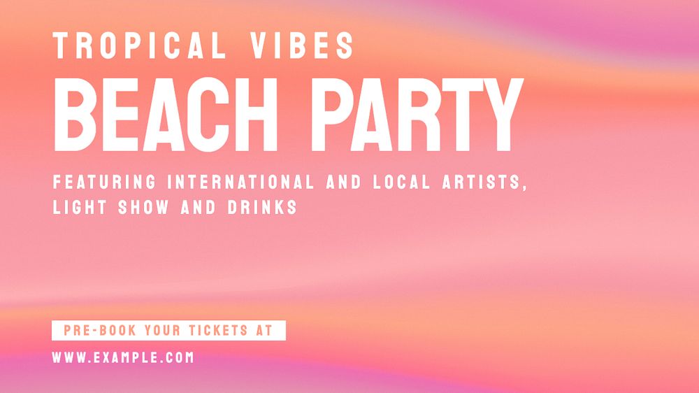 Beach party blog banner template, editable text