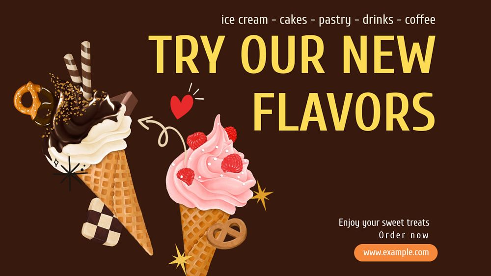 New flavors  blog banner template, editable text