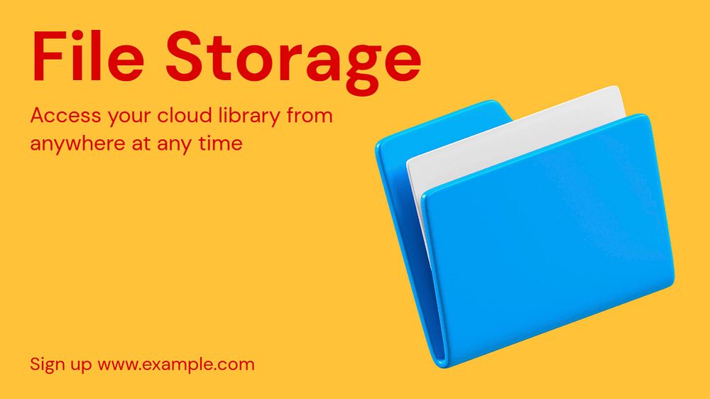 File storage  blog banner template, editable text