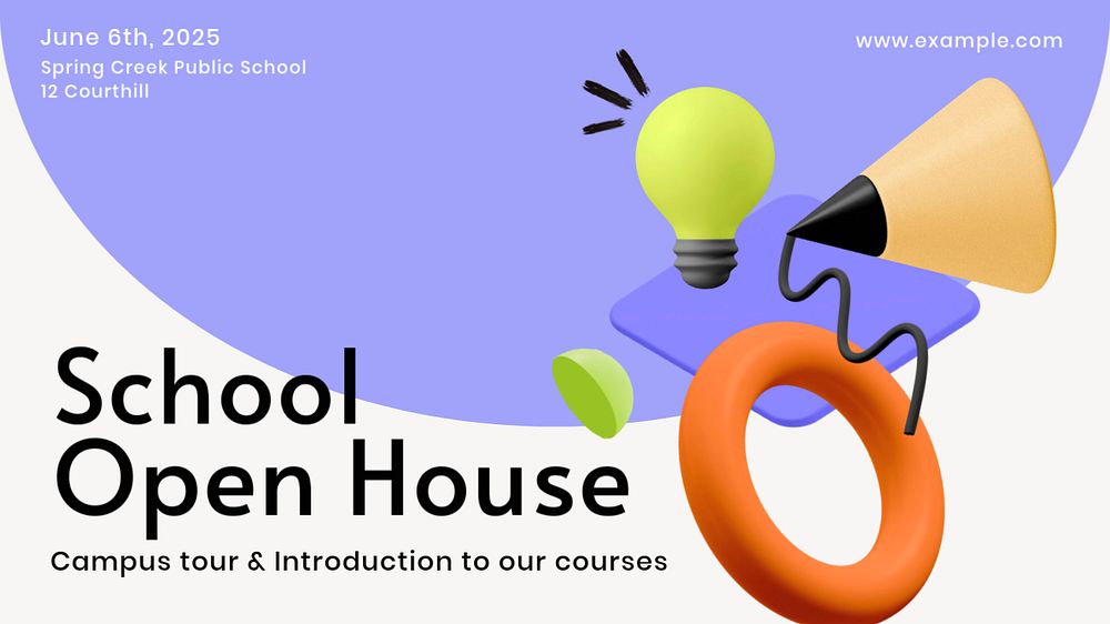 School open house  blog banner template, editable text