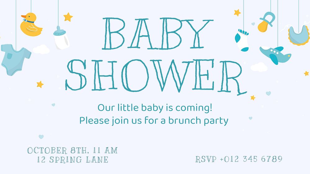 Baby shower blog banner template, editable text