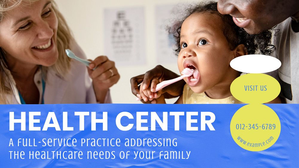 Health center  blog banner template, editable text