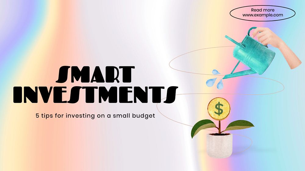 Smart investing  blog banner template, editable text