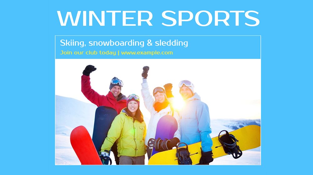 Winter sports  blog banner template, editable text